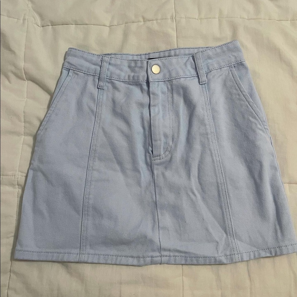 Pale Blue Denim Mini Skirt
